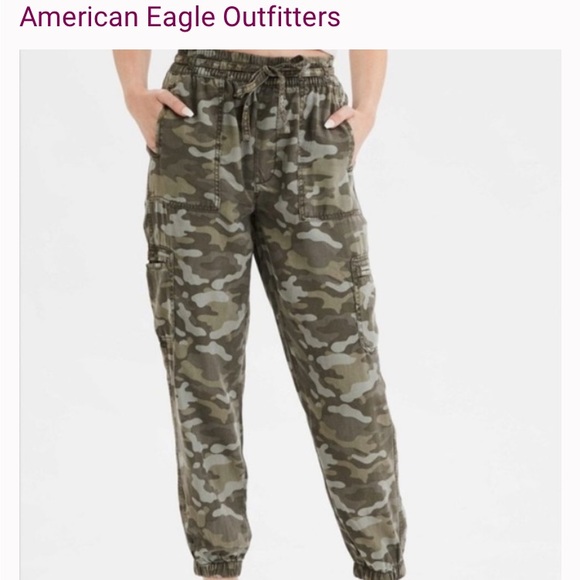🌹American Eagle outfitters pants Camo soft cargo, camouflage print 6 pockets M - Picture 1 of 15